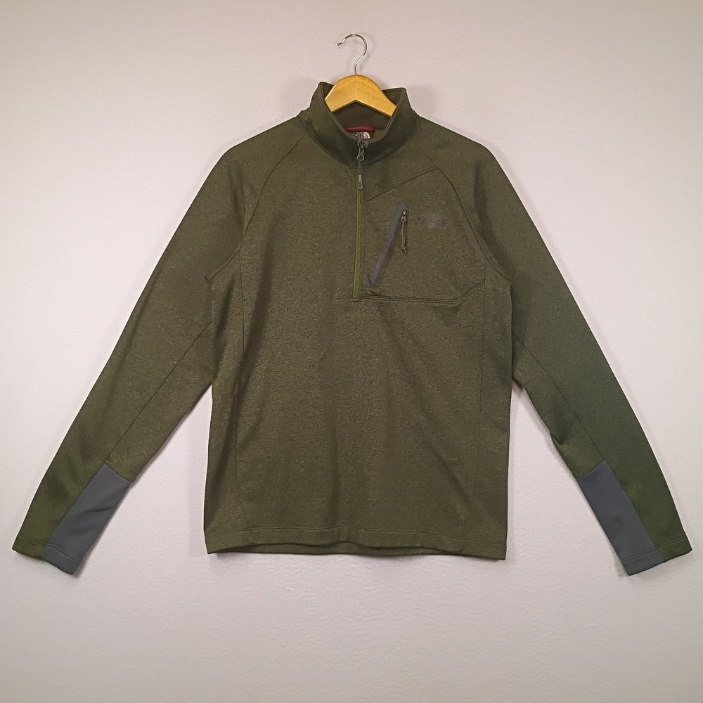 Gorpcore The North Face Mens Small Olive Green Quarter Zip Fleece Pullover‎